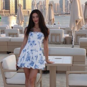 Fashionnova Marianne Floral Mini Dress - Blue/combo Size: XS